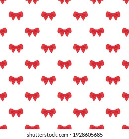 Greeting or Gift Card With red Bow seamless pattern on white background. Gift Voucher Vector