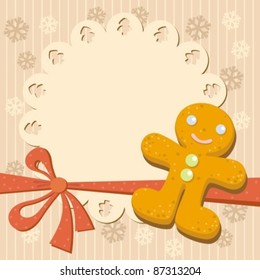 Greeting with Gingerbread man Cookie.Vector Illustration