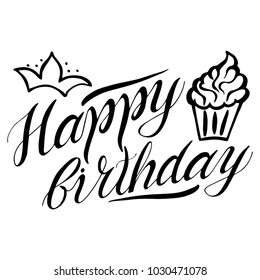 Greeting Happy birthday card vector lettering illustration