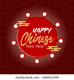 greeting happy chinese new year with red lamp