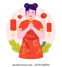 Greeting happy Chinese new year illustration