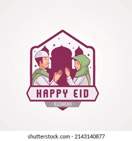 greeting happy eid vector illustration template