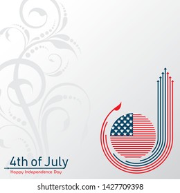 Greeting for Happy Independence Day of United States 4th July