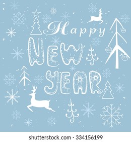 Greeting Happy New Year card 
