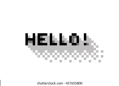 greeting with Hello !, flat pixelated illustration. - Stock vector