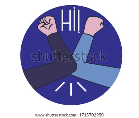 Greeting hit your elbow. Elbow bump. Safe greetings. Methods to prevent transmission of infection, virus, coronavirus, influenza. Coronavirus epidemic protective equipment. No handsh. Flat vector