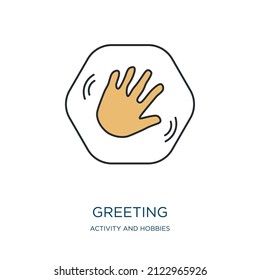 greeting icon from activity and hobbies collection. Thin outline greeting, celebration, decoration detailed offset lineal color icon isolated on white background. Line vector greeting sign, symbol for