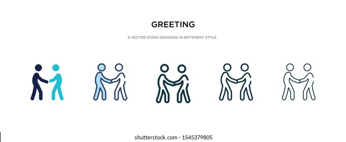 greeting icon in different style vector illustration. two colored and black greeting vector icons designed in filled, outline, line and stroke style can be used for web, mobile, ui