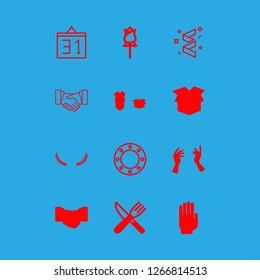 greeting icon set about box, rose, new years eve and wreath vector set