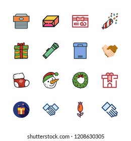 greeting icon set. vector set about christmas sock, lantern, rose and snowman icons set.