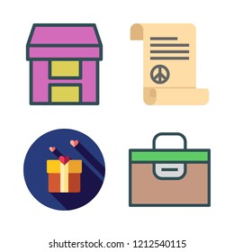 greeting icon set. vector set about gift, box and peace treaty icons set.