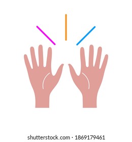 Greeting icon. Two open palms with rays.