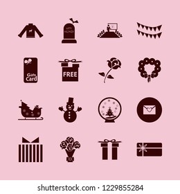 greeting icon. greeting vector icons set sweater with deer, snowman, christmas wreath and free gifts