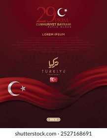 29 ekim Cumhuriyet Bayrami, Dia da República Turkiye. Tradução: 29 de outubro Dia da República Turquia e o Dia Nacional na Turquia feriado feliz. 