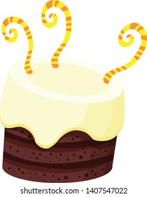 greeting illustration with a beautiful birthday cake, vector