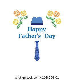 Greeting illustration celebrating Father's Day with hat and tie.White background version.