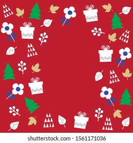 greeting image with randomly arranged Christmas items.