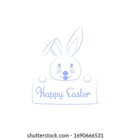 Greeting inscription with the Easter bunny and Easter eggs. Wishing You a Happy Easter . vector illustration