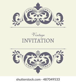 Greeting or invitation card  or announcement, save the date card. Template ornament flyer. Vintage style.