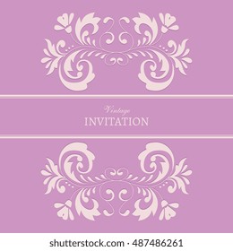 Greeting or invitation card  or announcement, save the date card. Template ornament flyer. Vintage style.