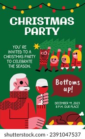 Greeting and invitation card design for Christmas.