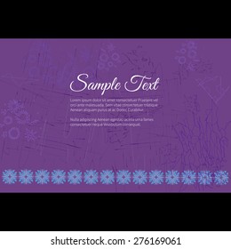 Greeting invitation card with elegant abstract floral motif and scratches, dark design, place for text