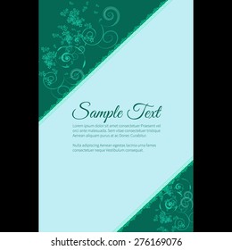 Greeting invitation card with elegant abstract floral motif, light design, place for text