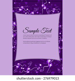 Greeting invitation card with elegant abstract floral motif, light design, place for text
