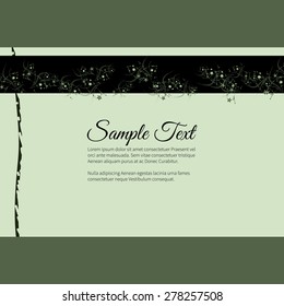 Greeting invitation card with elegant abstract floral motif, light design, place for text