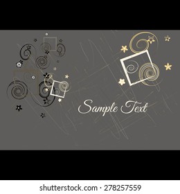 Greeting invitation card with elegant abstract floral motif, place for text