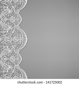 Greeting, invitation card with lace and floral ornaments