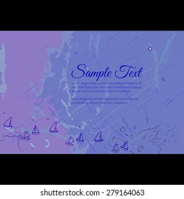 Greeting invitation card with sailing ships and scratches, place for text