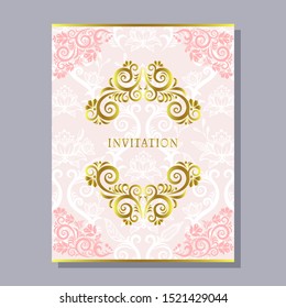 greeting invitation card template design with Ethnic ornament, exotic floral design for banner, flyer, invitation, poster, web site or greeting card. Vector illustration