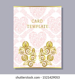 greeting invitation card template design with Ethnic ornament, exotic floral design for banner, flyer, invitation, poster, web site or greeting card. Vector illustration