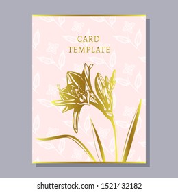greeting invitation card template design with Lily flowers and Ethnic ornament, exotic floral design for banner, flyer, invitation, poster, web site or greeting card. Vector illustration