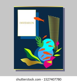 greeting invitation card template design with modern abstract elements. Design for banner, flyer, invitation, poster, web site or greeting card. Vector illustration 