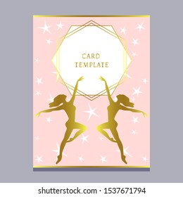 greeting invitation card template design with modern ballet dancers. Design for banner, flyer, invitation, poster, web site or greeting card. Vector illustration