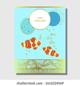 greeting invitation card template design with modern abstract ocean elements. Design for banner, flyer, invitation, poster, web site or greeting card. Vector illustration 