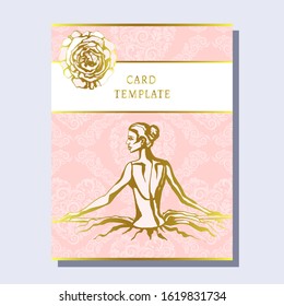 greeting invitation card template design with fashion model. Design for banner, flyer, invitation, poster, web site or greeting card. Vector illustration 
