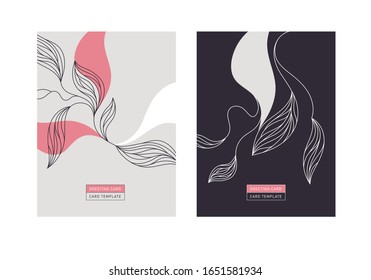 Greeting or invitation card template design, abstract floral composition