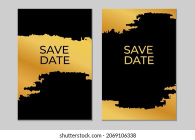 Greeting invitation card template design with graphics on gray background, black and gold tones. Luxury business card design.Vector modern creative and clean business card template