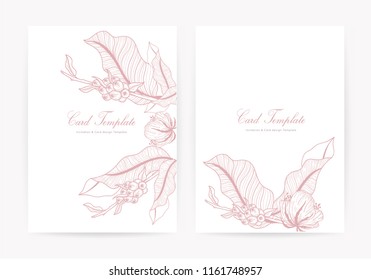 Greeting and invitation card template with stylish vintage floral background and leaf luxury design vector