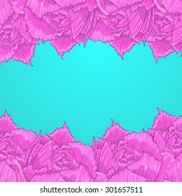 Greeting invitation cards with pink flowers. Vector illustration