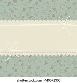 Greeting lace frame with cute chamomile flowers. Vector template for your creative ideas.