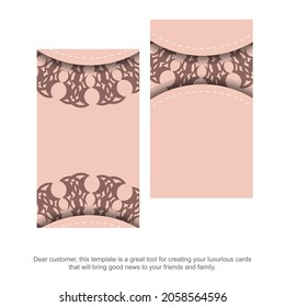 Greeting Leaflet pink with Greek pattern for your brand.