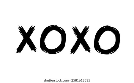 Greeting lettering xo hugs and kisses letter hand drawn grunge graffiti phrase. Ink pastel charcoal collection. 