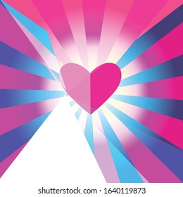 Greeting lovely vector background with a heart on a glowing background