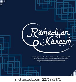 Greeting of marhaban ya ramadhan with lettering. ied Mubarak  elegant blue background Template