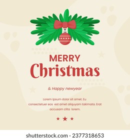  greeting merry christmas social media post template background design with special Christmas decorations