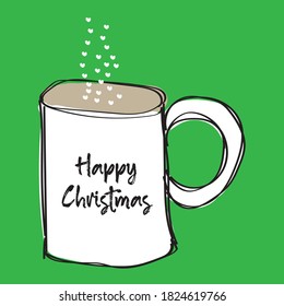 Mensaje de bienvenida en una taza con bebida caliente - Feliz Navidad